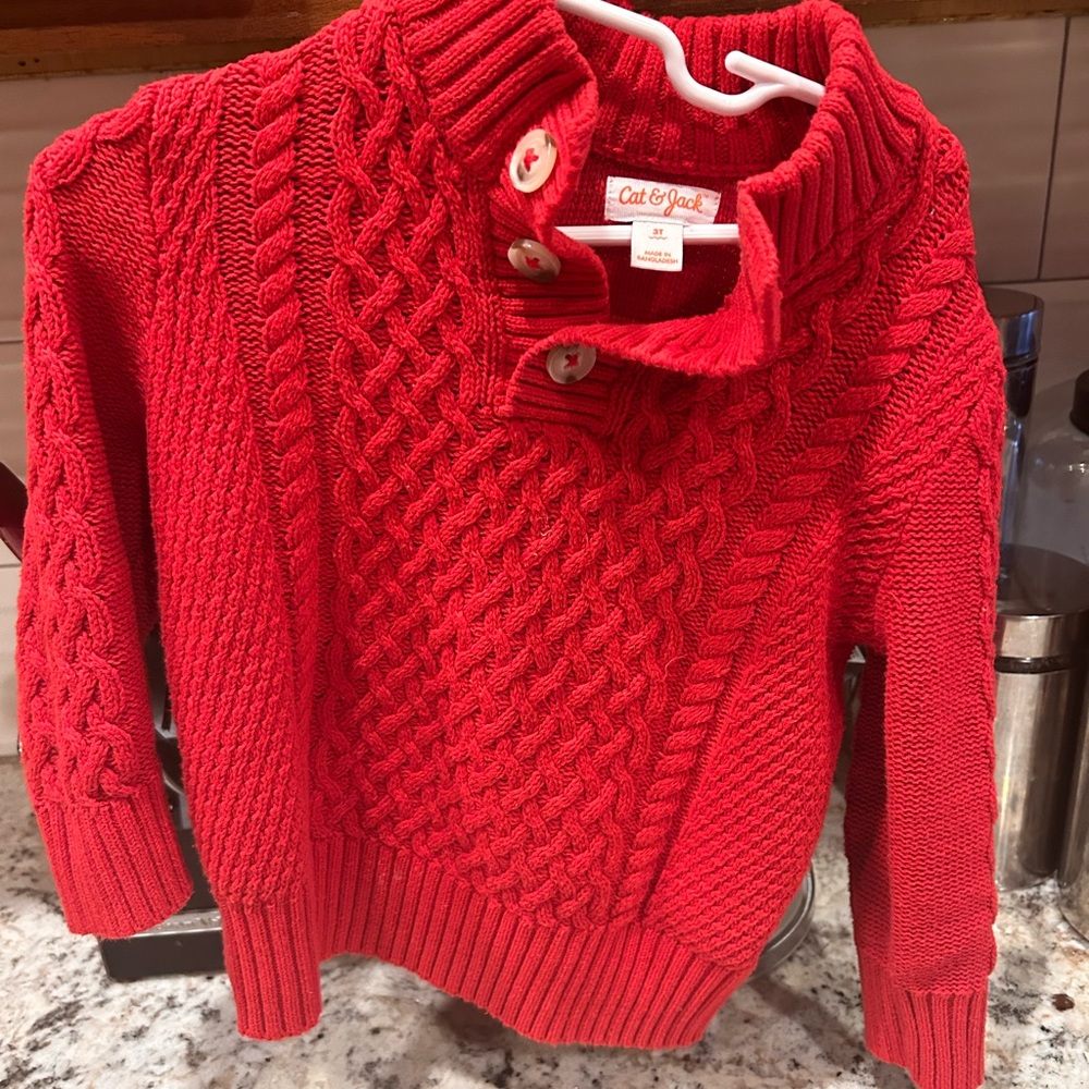 Cat & Jack Vibrant Red Knit Pullover